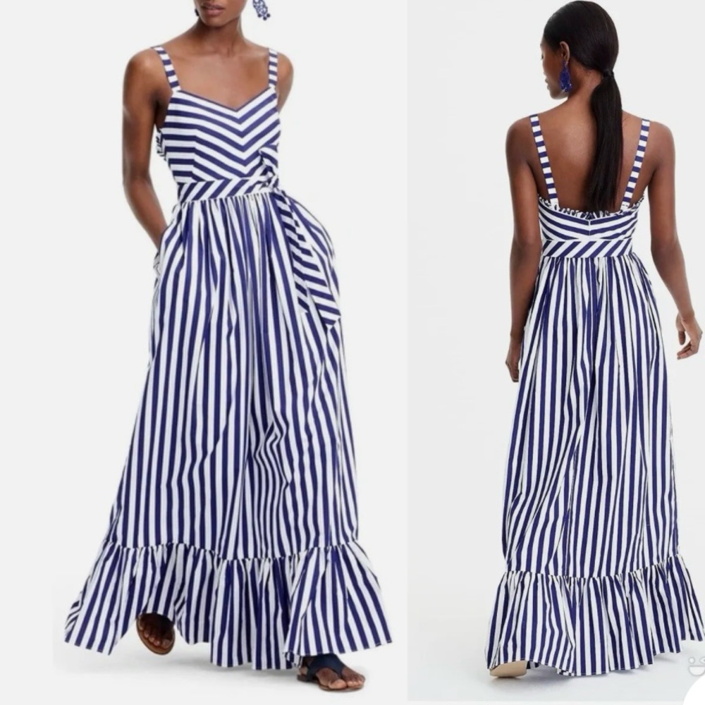 J. Crew Navy & White Strip Maxi Dress